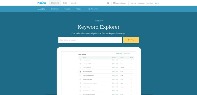 keyword planner research tool Moz explorer